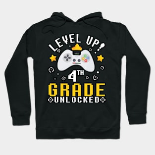 Gamer Fans Students Level Up 4th Grade Unlocked First Day Of School Hoodie